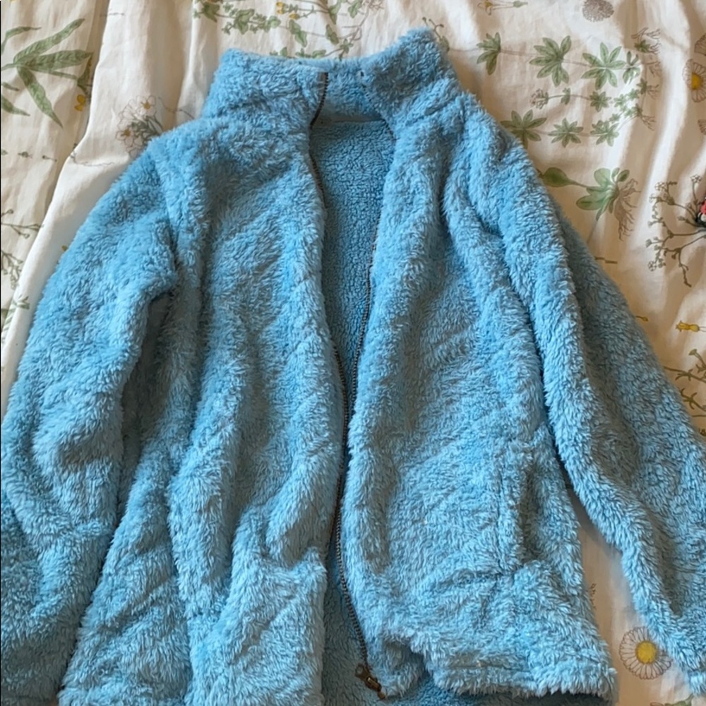 Blue fuzzy jacket